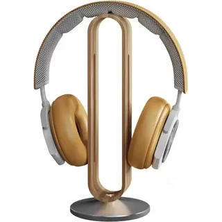 Eleganter Bambus-Kopfhörerständer mit stabilem Aluminiumfuß – Praktische Halterung für On- und Over-Ear Gaming-Kopfhörer - Braun