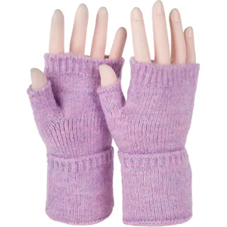 styleBREAKER Strickhandschuhe "Fingerlose Strickhandschuhe Einfarbig" 1 Stk., flieder meliert