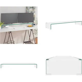 vidaXL TV Tisch/Bildschirmerhöhung Glas Transparent 110x30x13 cm - TV-Aufsatz - TV-Aufsätze - TV-Erhöhung - Erhöhung Fernseher - Transparent