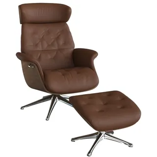 flexlux Relaxsessel Volden 83 x 112 x 125 cm Braun mit verstellbarer Rückenlehne und Kopfstütze, drehbar