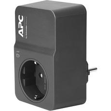 APC Surge Protector - PM1W-GR - Steckdosenadapter mit Überspannungsschutz (1 Stecker Schuko, für PC, TV u.a. - Farbe: schwarz)