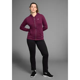 Jogginganzug KANGAROOS, Damen, Gr. 44, lila (aubergine, schwarz), Interlock, Obermaterial: 60% Baumwolle, 40% Polyester, figurumspielend, Sportanzüge Jogginganzug, Große Größen