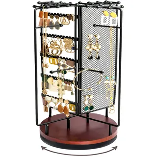 ProCase Schmuckständer Drehbarer Schmuckhalter Schmuckbaum Schmuckstander Jewelry Stand für Ohrring Ohrstecker Ketten Ringe Armbänder Ketten Halterung Schmuck Ständer –Schwarz