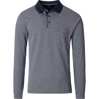 CASAMODA Polo-Shirt Langarm Polo Basic Circular Knit M - Blau