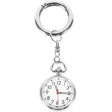 Taschenuhr mit Keychain Hängende Arzt Watch Quarz Bewegung Krankenschwestern Uhr Revers Uhren für Doktorkrankenschwester Einfach zu Lesen Silber