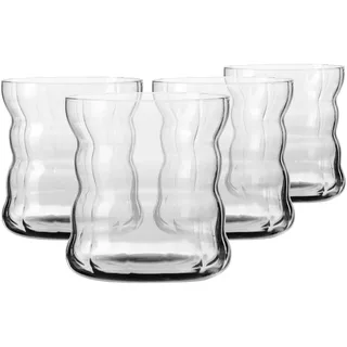 KROSNO Kaffeegläser für Latte, Cappuccino und Flat White 4er-Set 330 ml, Kollektion Coffee Moments – Bleifreies Kristallglas – Minimalistische Gläser für Kaffee und Tee, spülmaschinenfest