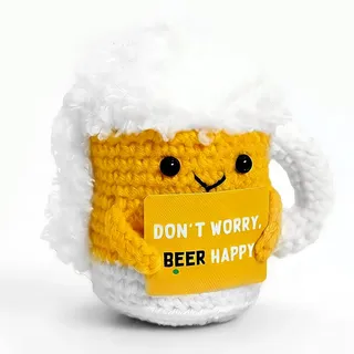 Hiacinto Bier Geschenke für Männer Gestrickte Puppe Bier | Positive Kuscheltier - Anti Stress Häkeln Geschenke - ideal für Bierfans, Beste Freunde und Jede Geburtstagsparty