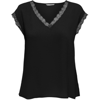 Only Damen Onljasmina S/S V-Neck Lace Noos Ptm Top, Schwarz, XS EU