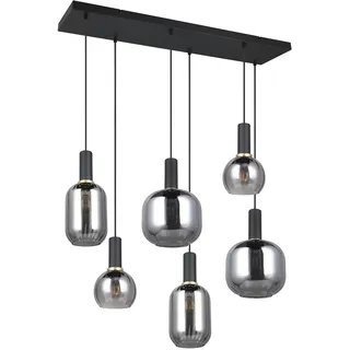 Trio Leuchten Pendelleuchte Diva 319800632, Metall Schwarz matt, Glas Chrom bedampft, exkl. 6x E27