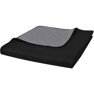Zweiseitige Tagesdecke Gesteppt Schwarz/Grau 220x240 cm - Schwarz