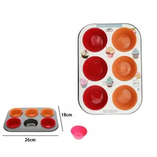 Schimmel Backform Tablett Antihaft Silikon 6 Muffin Cupcake Süßwaren Pudding Dfh