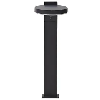 Beliani Solar-Led-Pollerleuchte Schwarz Parkers , Metall , LED integrated , 19x50x19 cm , Lampen & Leuchten, Außenbeleuchtung, Wegbeleuchtung, Wegeleuchten