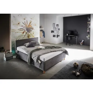 Meise Möbel meise.möbel Kinderbett Cool Polsterbett wahlweise mit Bettkasten, Jugendbett inkl. USB-Anschluss, grau