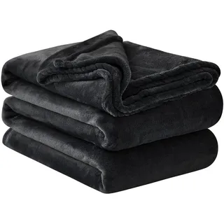 Aisbo Kuscheldecke Flauschig Decke Schwarz - Fleecedecke 230x270 cm Riesige Warme Couchdecke, Kuschlige Wohndecke Weich als Sofaüberwurf Blanket Sofadecke Bett für Winter
