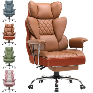 GTPLAYER Gaming Stuhl, Gamer Stuhl, Ergonomischer Bürostuhl mit Fußstütze verstellbare Lenden und Kopfkissen, Gaming Chair Gepolstert, Gaming Sessel - Braun