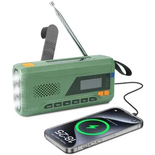 Solar draagbaar noodradio voor outdoor en noodsituaties - Grün