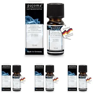 pajoma® Duftöl 10 ml, Anti-Rauch | 100% Naturrein Ätherisches Öl für Aromatherapie, Duftlampe, Aroma Diffuser, Massage, Naturkosmetik | Premium Qualität (Packung mit 4)