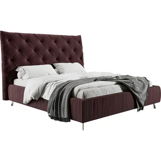 PLACES OF STYLE Polsterbett »Elloree, in 4 Breiten, hinten mit Originalstoff bezogen, auch in Leder« Kopfteilhöhe 143cm, belastbar bis 280 kg, auch in Überlänge 220cm, rot