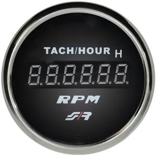 Simoni Racing Strumento TM/C Drehzahlmesser 0-9999 U/min, 52 mm Digitaler Drehzahlmesser für Auto oder LKW, für Diesel- und Benzinmotoren, mit rotem Hintergrundbeleuchtung, Chrom