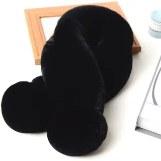 Duories Damen Schal Winter Plüsch Schal,Weich Warm Flauschig Faux Kaninchenfell Winterschal Herbstschal Kunstpelz Fellkragen Schal Schlauchschal Loop Schals HalstüCher für Frauen Mädchen,Schwarz