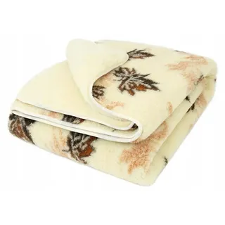 Kam-Pol Acero Merino Wolldecke 160x200 cm Blätter - Orange, Braun, Beige