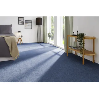 andiamo Teppichboden Izmir für Wohnzimmer und Kinderzimmer - Teppichboden Meterware zum Verlegen - Teppichbelag mit hoher Trittschalldämmung - weicher Teppichboden 400 x 400 cm Dunkelblau