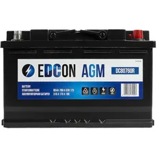 EDCON DC80760R Autobatterie 12V – 80Ah – 760A – Start-Stop Starterbatterie – Bleisäure AGM