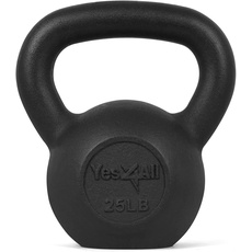 Yes4All Kettlebell Kugelhantel Gusseisen, E. Schwarz-11.3kg, 11.3kg