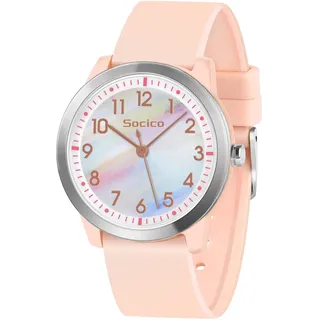 SOCICO Kinderuhr Analog, 5ATM/50M Wasserdicht Armbanduhr Kinder Mädchen Jungen Teenager, Leicht Lesbar Kinder Quartz Minimalistisch Uhren für 9-18 Jahre (RegenbogenRosa)