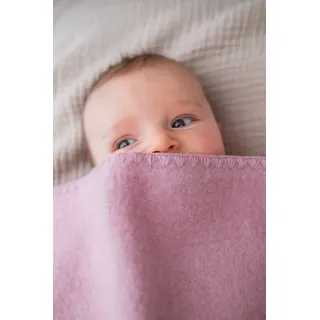 Engel Natur, Baby Fleece Decke mit Muschelkante, 100% Wolle (kbT) (80x100 cm, Rosenholz Melange)