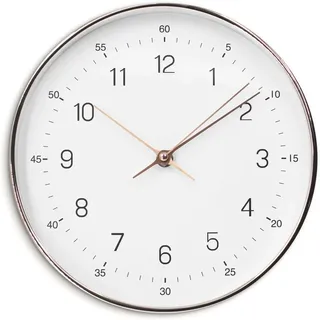 Wall-Art Wanduhr Modern Ø 25 cm Weiß und Roségold-Optik