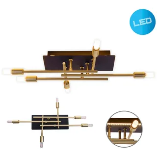 NÄVE LED Deckenleuchte "Ancona", braun (messing), 5, H: 10cm, 1 Stk., Leuchten, schwarz/gold, mit LED Backlight Lichtfarbe warmweiß, exkl. 5x G9, LED Deckenleuchte