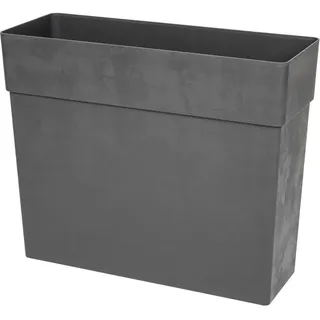 Kreher XXL Sichtschutz-Pflanzkübel mit Rollen – 80x29x65 cm, wetterfest, Naturstein-Optik in Anthrazit, Braun oder Weiß, mit Entwässerungssystem und Rollen! (1, 80 cm Anthrazit)