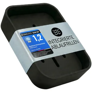 PARSA Beauty Seifenschale schwarz | rutschfeste Seifenablage mit Rubber Finish, stilvolles & Zeitloses Design für Bad, Dusche & Küche sichere Ablage für Feste