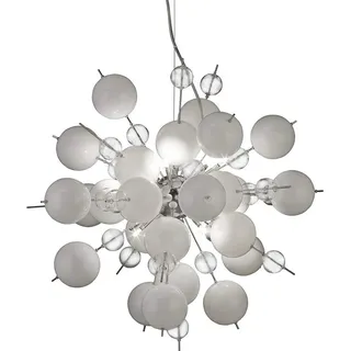 Näve Hängeleuchte , Klar, Weiß, Chromfarben , Metall, Glas , Kugel , 150 cm , Lampen & Leuchten, Innenbeleuchtung, Hängeleuchten, Pendelleuchten
