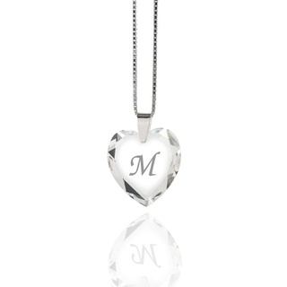 Damen Halskette 925 Sterling Silber mit SWAROVSKI ELEMENTS Herz Crystal Buchstabe" M "