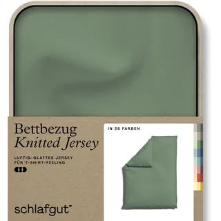 schlafgut Knitted Jersey uni, aus Bio-Baumwolle mit Elasthan, Reißverschluss«, (1 St.), bügelfrei, Mix & Match Bettwäsche: passender Kissenbezug erhältlich Schlafgut Green Mid B/L: 155 cm x 220 cm