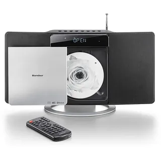 Karcher MC 6580D Kompaktanlage mit CD Player, vertikale Stereoanlage, Bluetooth und Wecker, UKW und DAB+ Radio, Senderspeicher, MP3-Wiedergabe via USB) schwarz