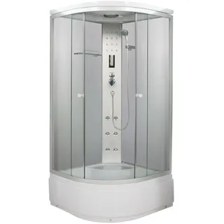 SANOTECHNIK Komplettdusche mit Schiebetür 90 x 205 cm weiß Sicherheitsglas