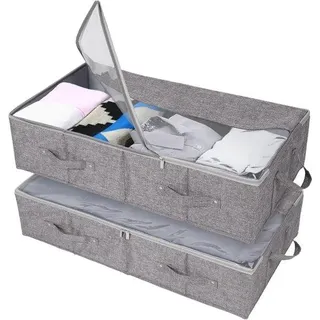 Unterbettbox 54L, aufklappbar, 4 Griffe, für 2 Personen, Kleidung, Bettwäsche