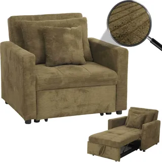 Schlafsessel HWC-L90, Klappsessel Gästebett Relaxsessel, Liegefläche 200x100cm Stoff/Textil Cord grün - Grün