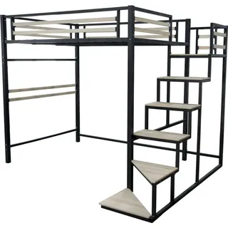 Habitat et Jardin Hochbett aus Metall mit Treppe "LENA" - 140 x 200 cm - Schwarz - Schwarz