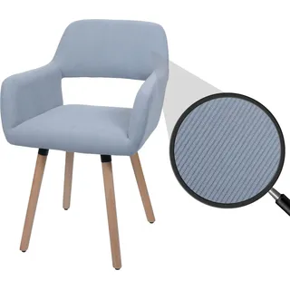 Esszimmerstuhl HWC-A50 II, Stuhl Küchenstuhl Polsterstuhl, Holz Stoff/Textil Cord (400g/m2) hellgrau - Grau