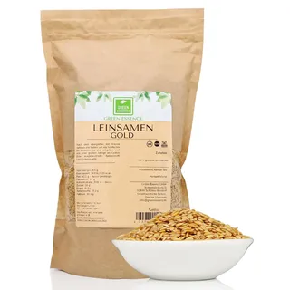 Gold Leinsamen ganz 1kg rohe goldene Leinsamen gelb von Green Essence