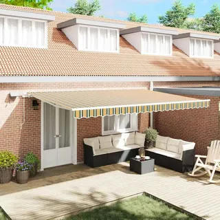 vidaXL Ausziehbare Markise Grün und Gelb 500 x 350 cm - Grün