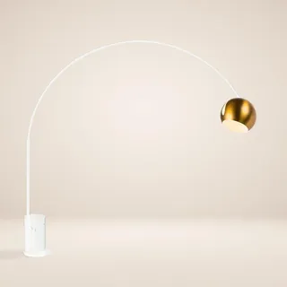 s.luce Stehlampe Ball Bogenlampe Marmor Weiß/Gold , Stein , Formgebogen,Formgebogen , E27 , 30x220x30 cm , Lampen & Leuchten, Innenbeleuchtung, Stehlampen