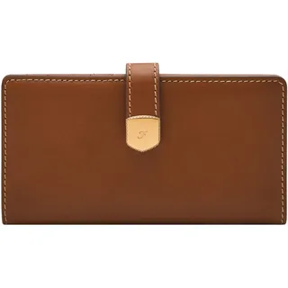 Fossil Lennox Leder Tab Clutch Geldbörse Damen Mittelbraun (Modell SL10036200), Braun, Einheitsgröße