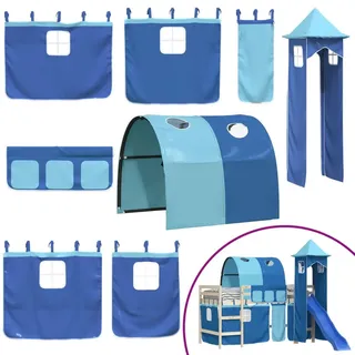 vidaXL Vorhänge Für Hochbett Mit Tunnel Und Turm Blau , Textil , Schlafzimmer, Betten