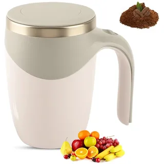 Automatisch Magnetisch Rührende Kaffeetasse, USB Wiederaufladbar, Selbstrührende Tasse, Elektrischer Rührbecher für Milch, Kakao Im Büro, Küche, Reisen, 380 Ml (Weiß)