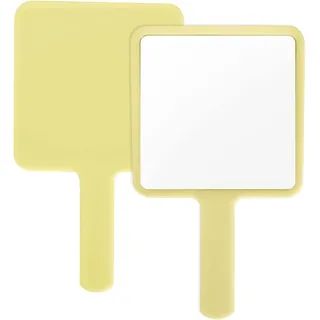Naapesi Handspiegel,Quadratisch Handspiegel mit Griff,Schminkspiegel,Tragbar Rasierspiegel,Friseurspiegel Rechteckig,Reise Kleiner Handspiegels,für Handheld, Zuhause,Reisenutzung (Gelb)